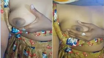 Married Bhabhi Playing With Her Big Soft Boobs At Home Alone