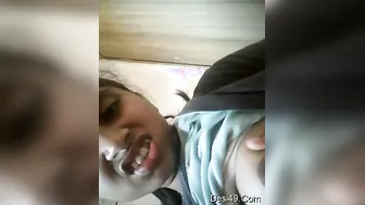 Cute GF Playing With Her Boobs Teasing On Camera Nude