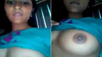 Village GF Exposing Her Natural Tits On Camera Shyly