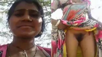 Village GF Pressing Her Tits And Showing Hairy Pussy