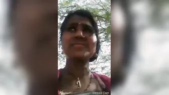 Village GF Pressing Her Tits And Showing Hairy Pussy