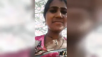 Village GF Pressing Her Tits And Showing Hairy Pussy
