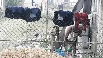 Village Married Woman Bathing Naked Outdoors Filmed By Neighbor