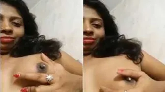 Married Wife Revealing Her Milky Assets For The Camera At Home