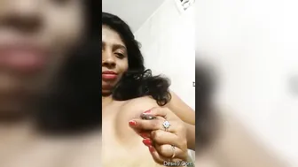 Married Wife Revealing Her Milky Assets For The Camera At Home
