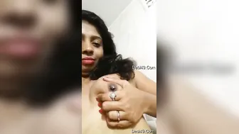 Married Wife Revealing Her Milky Assets For The Camera At Home