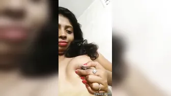 Married Wife Revealing Her Milky Assets For The Camera At Home