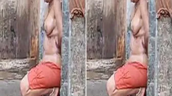 Village Bhabhi Bathing Outdoors Caught On My Hidden Mobile Phone