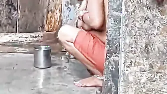 Village Bhabhi Bathing Outdoors Caught On My Hidden Mobile Phone