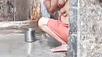 Village Bhabhi Bathing Outdoors Caught On My Hidden Mobile Phone