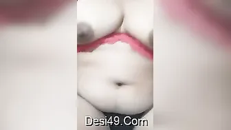 Indian Wife Alone At Home Squeezing And Playing With Her Breasts