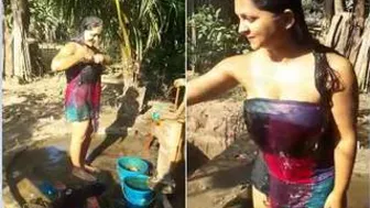 Village Girl Getting Filmed Naked While Bathing By Her Friends