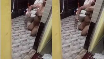 Sneaking Footage Of My Tamil Wife Washing Up In The Bathroom