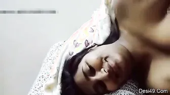 Naughty Wife Baring Her Breasts During Late Night Home Session