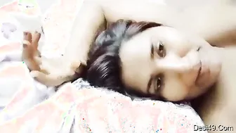 Naughty Wife Baring Her Breasts During Late Night Home Session