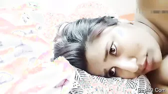 Naughty Wife Baring Her Breasts During Late Night Home Session