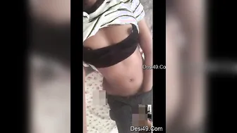 Cute Babe Teasing And Playing With Her Natural Tits At Home