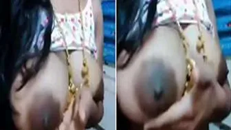 Telugu Wife Proudly Displaying Her Huge Natural Boobs At Home