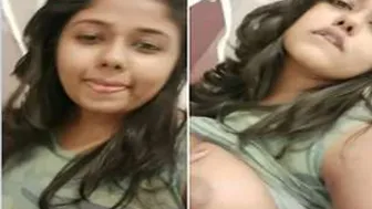 Horny Nri Babe Flashing Her Tits Teasing On Video From Abroad