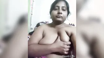 Busty Desi GF Playing With Her Big Natural Tits At Home
