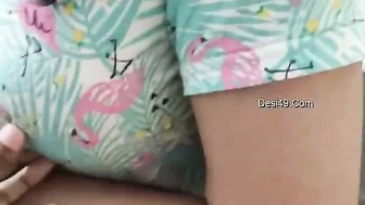 Husband Pressing And Squeezing His Wifes Soft Breasts