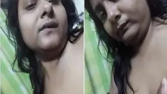 Married Desi Bhabhi Squeezing Her Big Boobs While Home Alone