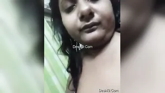 Married Desi Bhabhi Squeezing Her Big Boobs While Home Alone