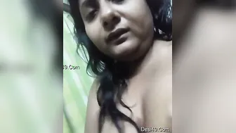 Married Desi Bhabhi Squeezing Her Big Boobs While Home Alone