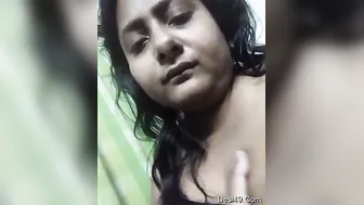 Married Desi Bhabhi Squeezing Her Big Boobs While Home Alone
