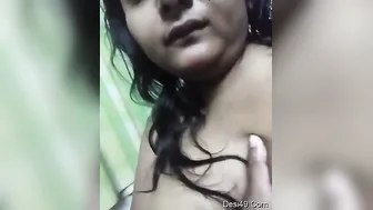 Married Desi Bhabhi Squeezing Her Big Boobs While Home Alone