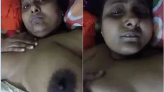 My Horny Indian Wife Playing With Her Massive Tits On Our Bed