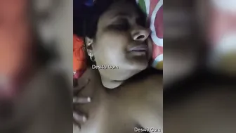My Horny Indian Wife Playing With Her Massive Tits On Our Bed
