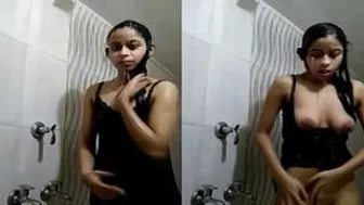 Cute Village Girl Bathing Naked And Fingering Herself At Home