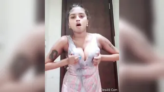 Horny GF Squeezing Her Soft Tits And Moaning For More
