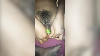 Desi Wife Playing With Her Wet Pussy Using Vegetable At Home