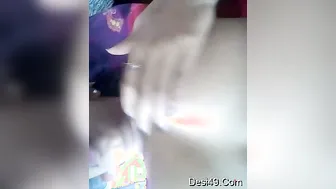 Horny GF Rubbing Her Tits And Fingering Herself For Me