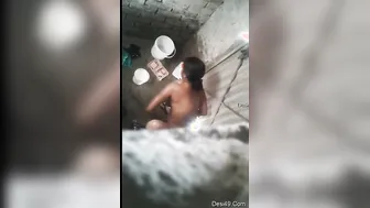 Bhabhi Bathing Completely Naked Caught On Hidden Bathroom Camera