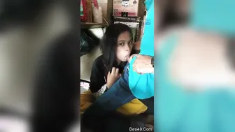 Village Girl Dropping To Her Knees For The Shopkeeper In Back