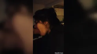 Sexy Girl Abroad Giving Sloppy Head To Her Man On Their Couch