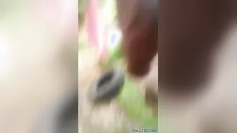 His GF Sucking Him Outdoors Before He Cums On Her Face