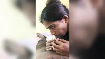 Young Indian GF Giving Sloppy Head On Her Knees Now