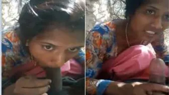 Village Girl Giving Sloppy Blowjob Outdoors Behind The Farm