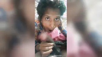 Village Girl Giving Sloppy Blowjob Outdoors Behind The Farm