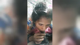 Village Girl Giving Sloppy Blowjob Outdoors Behind The Farm