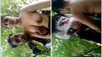 Young Lovers Making Out And Giving Head In Secluded Forest