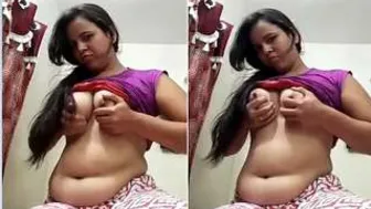 Cute GF Teasing Playing With Her Soft Bouncing Tits Alone