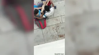 Desi Couple Jerking Him Off Outdoors Hidden Behind The Bushes