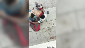 Desi Couple Jerking Him Off Outdoors Hidden Behind The Bushes