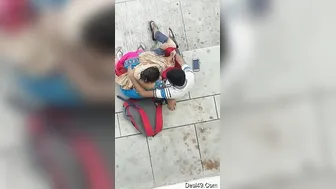 Desi Couple Jerking Him Off Outdoors Hidden Behind The Bushes