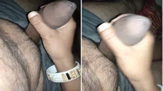 Indian Wife Stroking His Cock Until He Explodes Everywhere
